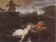 Arnold Bocklin Playing in the Waves oil painting picture wholesale